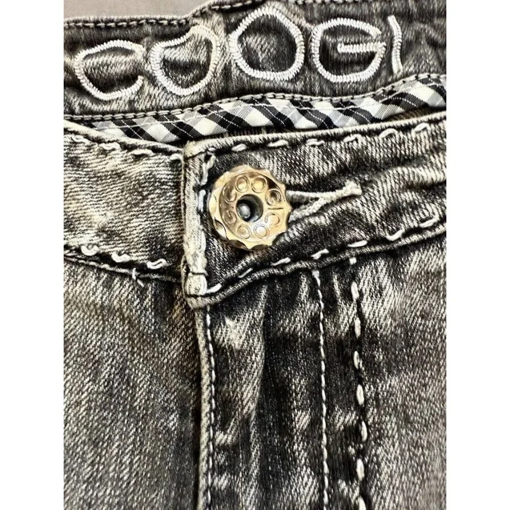 Coogi Cut Off Shorts Womens 32 Gray Denim Raw Hem Button Ladies.‎